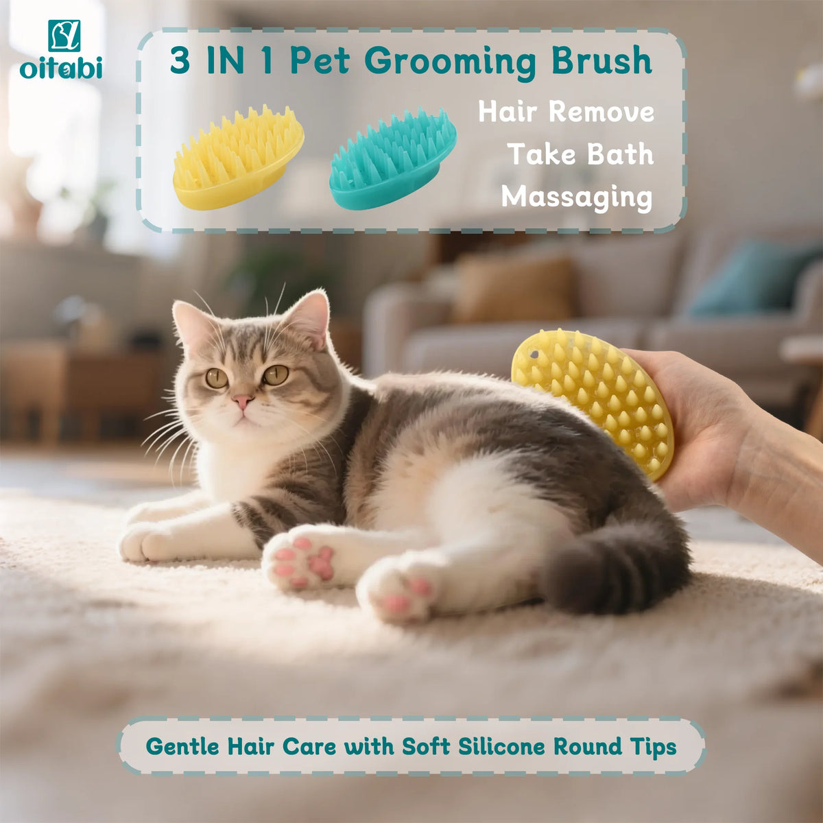 Pet Soft Rubber Brush for Short Hair Dogs Cats Shower