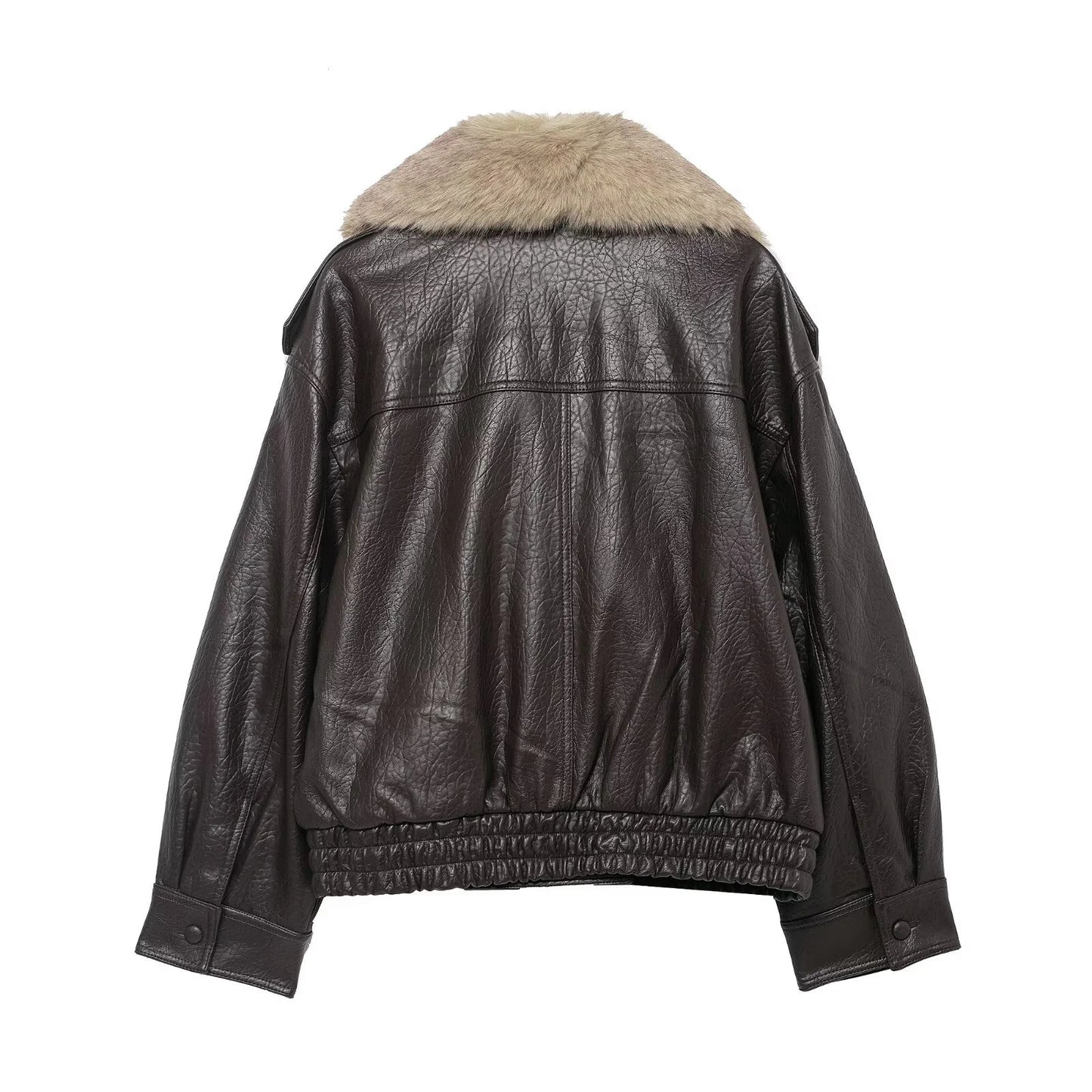 TFMLN Winter Women Loose Faux Leather Jacket