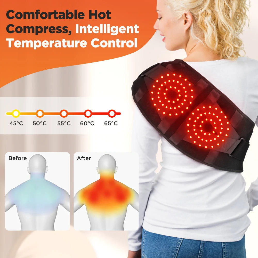 Heating Vibration Massager Belt, Red Light Hot Compress