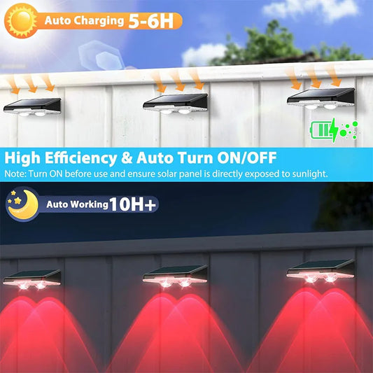 Solar Powered LED Fence Lights Outdoor Waterproof Wall Lamp