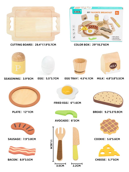 Wooden Kitchen Pretend Play Set Montessori Simulation Plates