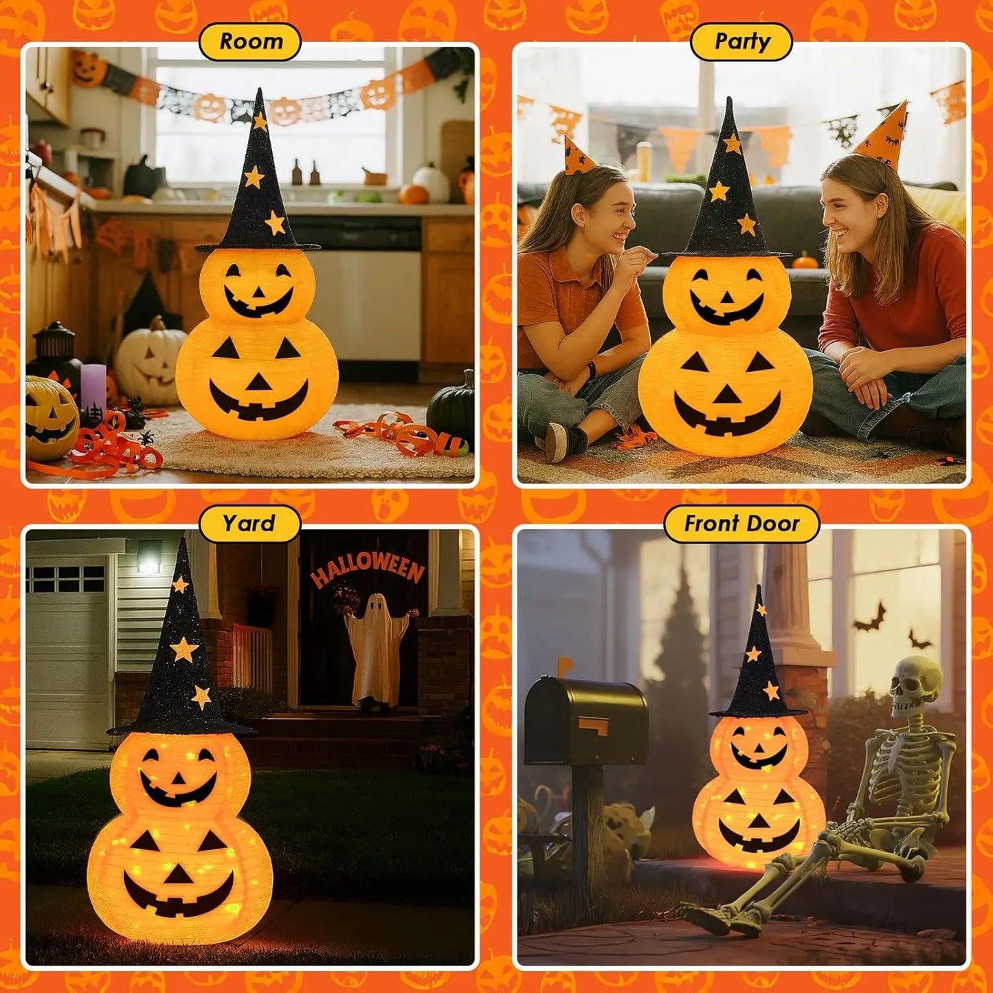 Halloween Pumpkin Decorations Collapsible Jack-o-Lantern Lights
