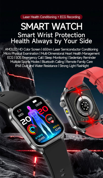 New Laser Treatment Three High Smart Watch Men ECG Heart Rate