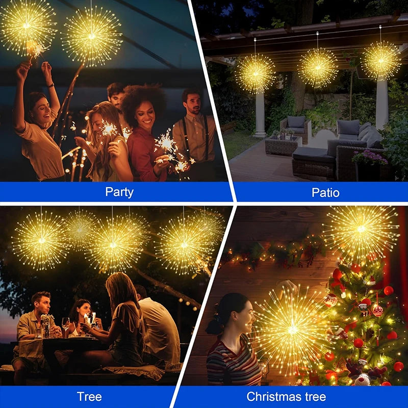 Solar Light Outdoor 4 Pack, Hanging Fairy Lights Strom