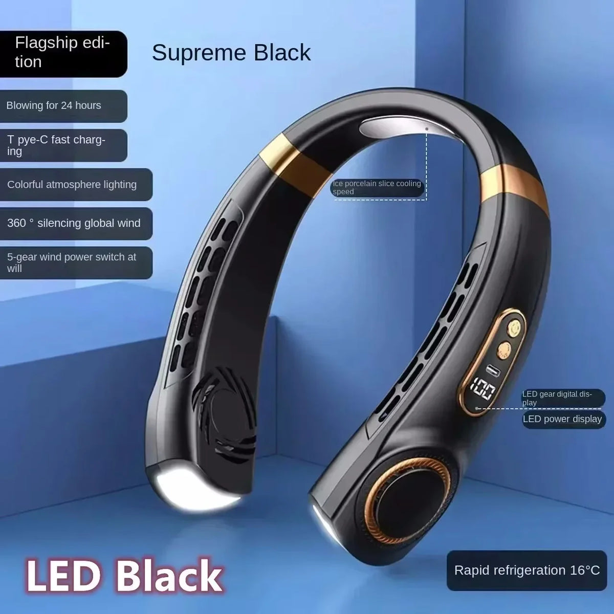 8000mAh USB Hanging Neck Fan Portable Bladeless