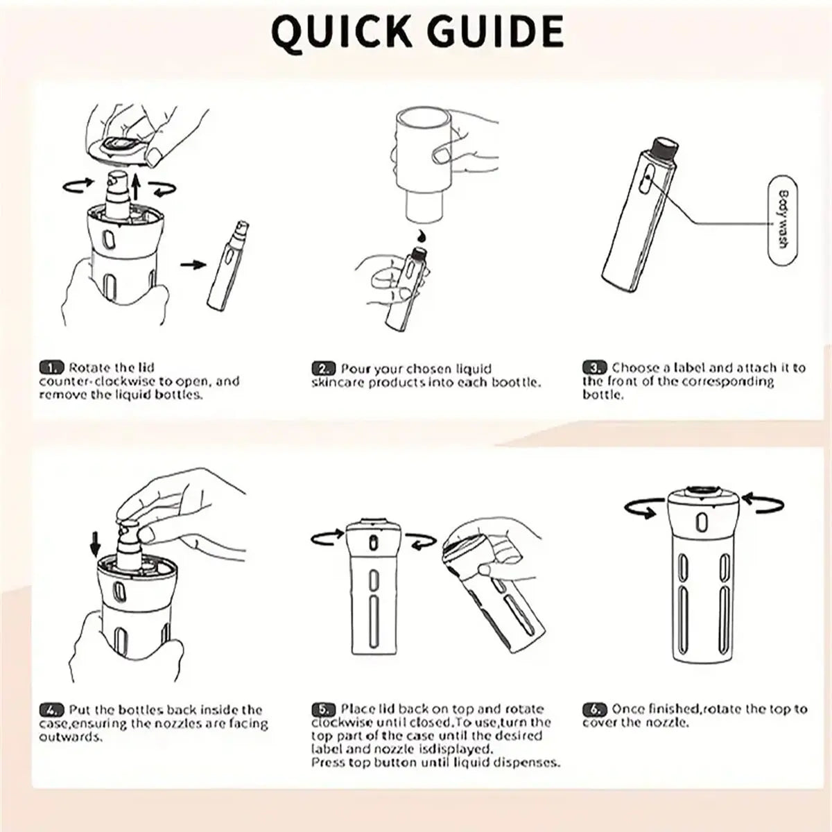 4 In 1 Portable Travel Liquid Dispenser Bottle Refillable