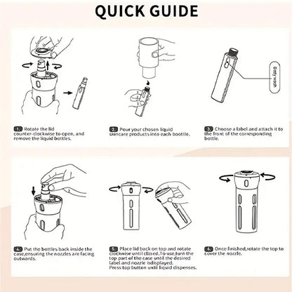 4 In 1 Portable Travel Liquid Dispenser Bottle Refillable