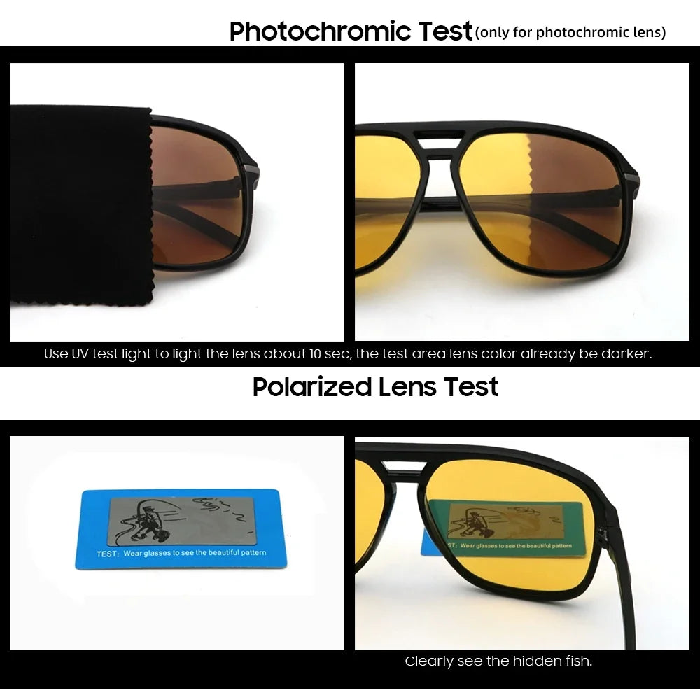 VIVIBEE Men Night Vision Sunglasses Photochromic Pilot