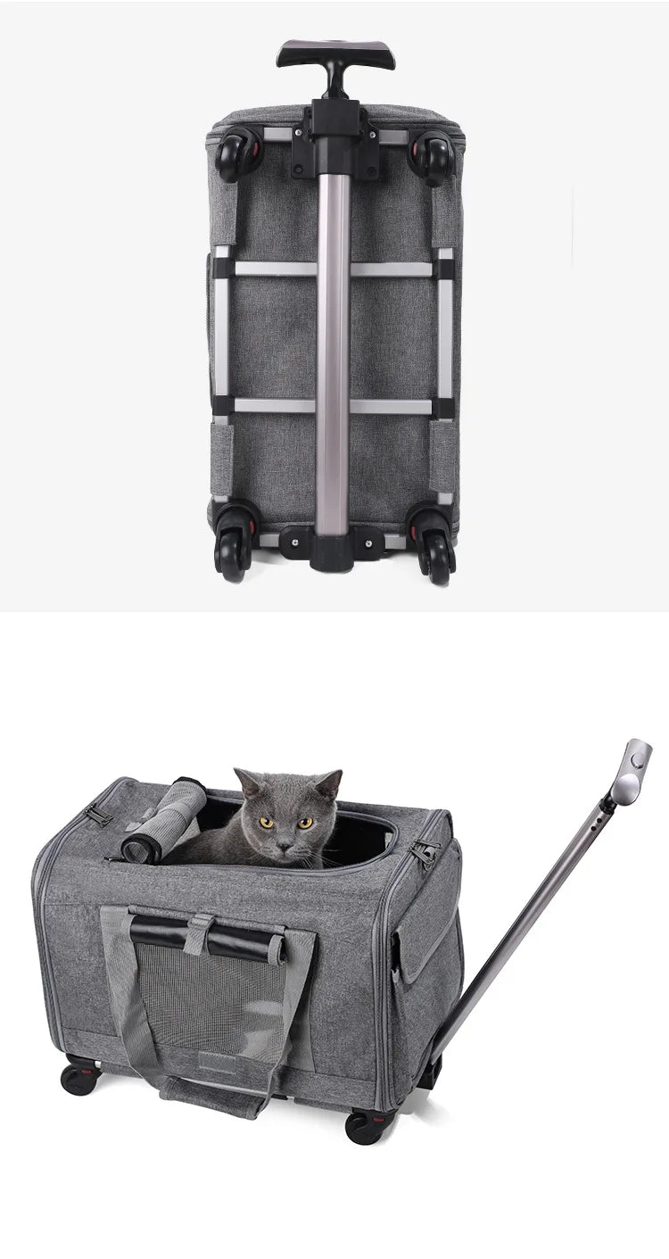 Pet Carrier with Wheels for Dogs Rolling Pet Carrier