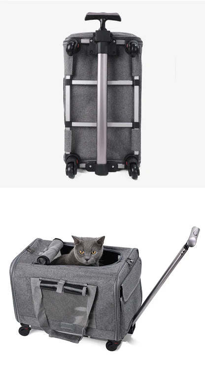 Pet Carrier with Wheels for Dogs Rolling Pet Carrier