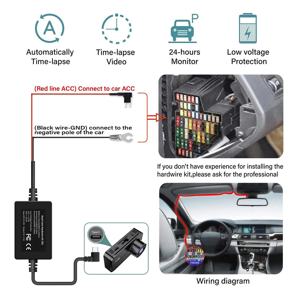 4 Channel Dash Cam 360° Car Video Recorder Black Box