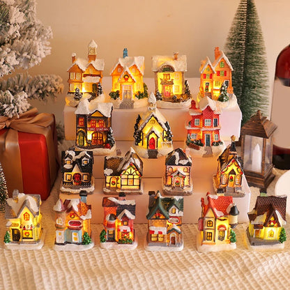Xmas Gifts Mini LED Christmas Village Houses Decoration