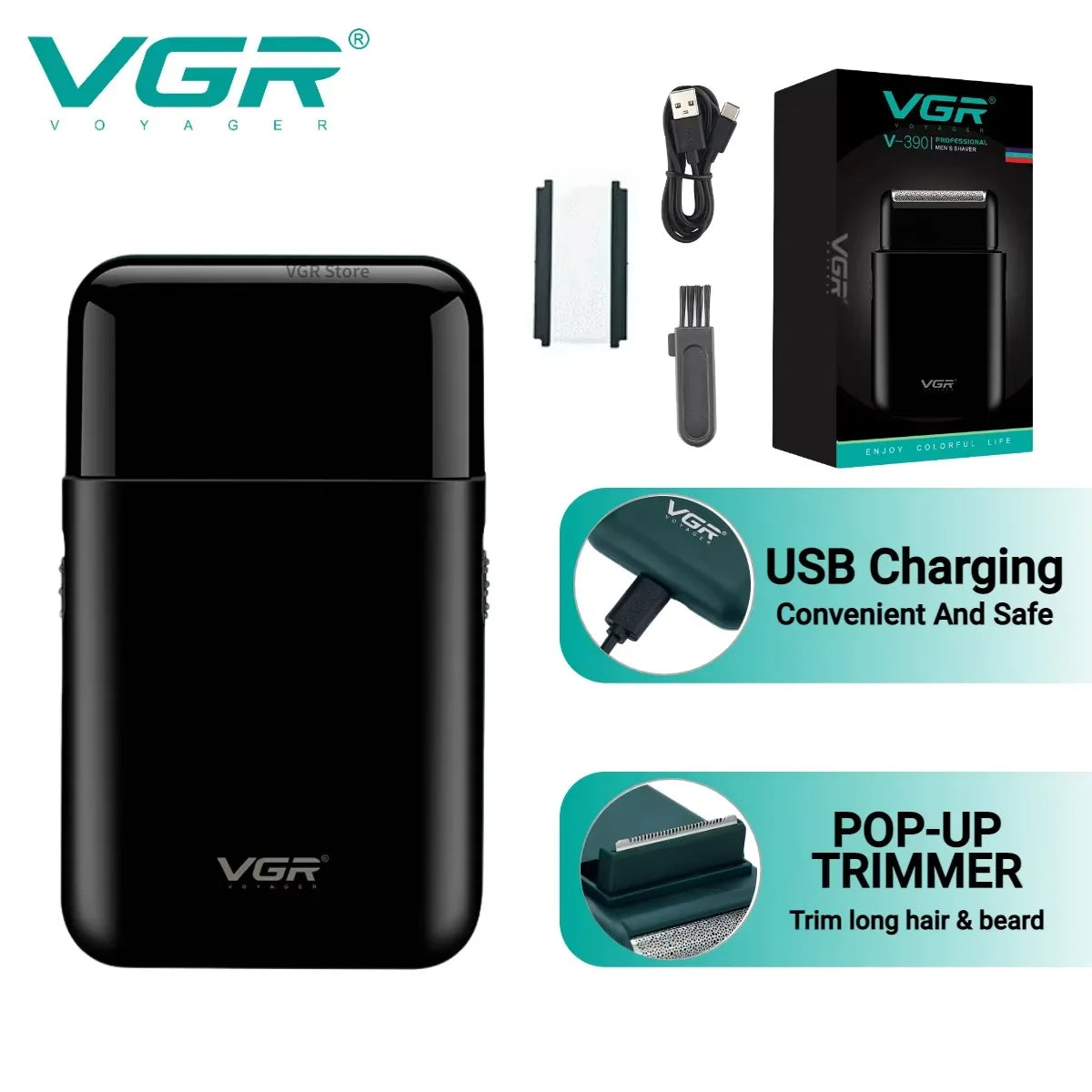 VGR Electric Shaver Professional Beard Trimmer Razor for Men V-390