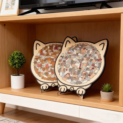 Colored Cat Shaped Wooden Jigsaw Puzzle, Cats Shaped