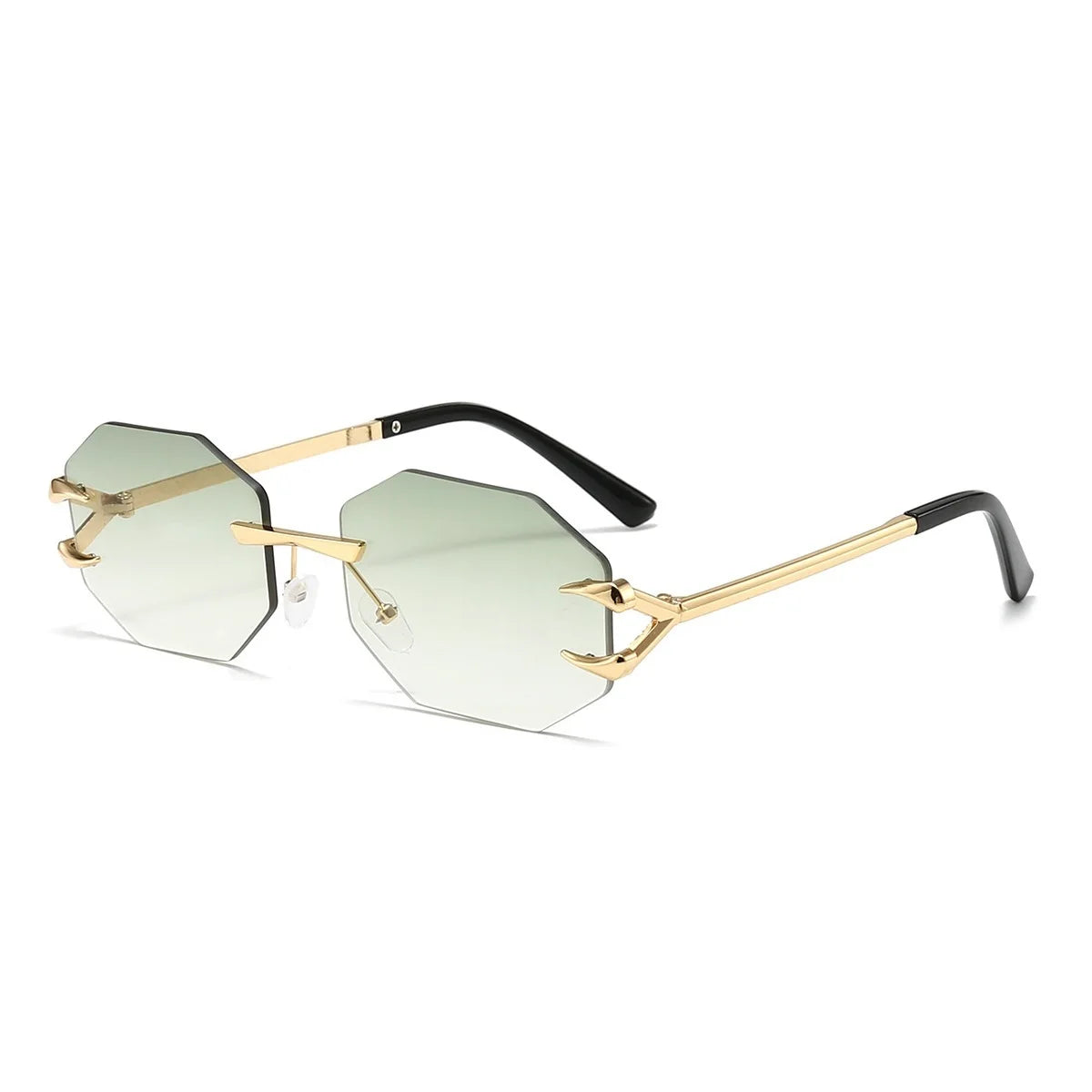 Rimless Hexagon Sunglasses Retro Irregular Square