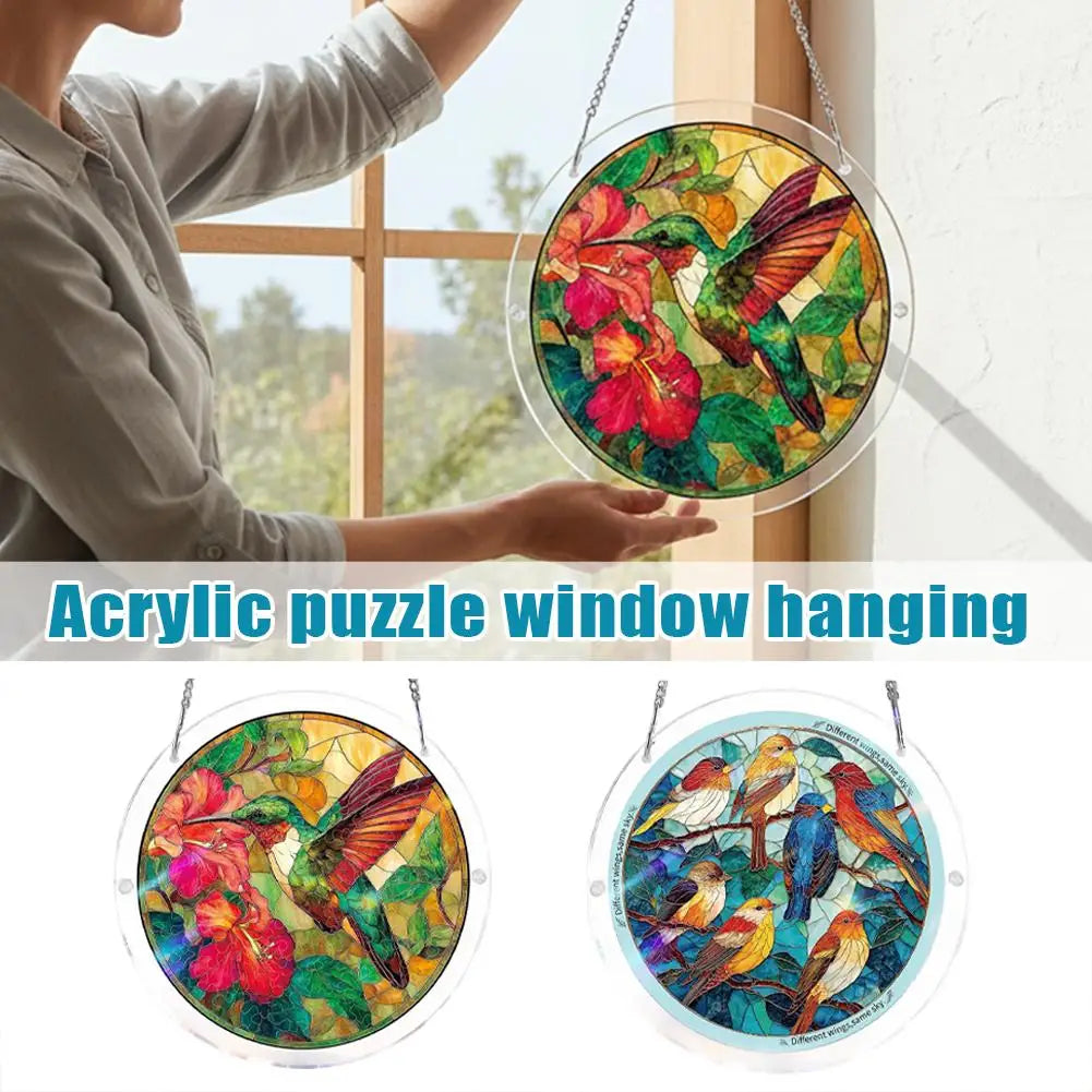 Acrylic Puzzle Suncatcher Window Hanging Stained Glass