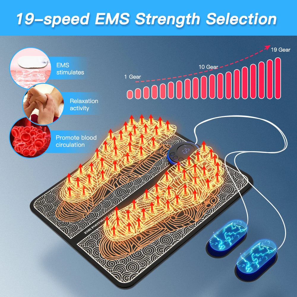 Electric EMS Foot Massager Pad Relief Pain Massage Mat
