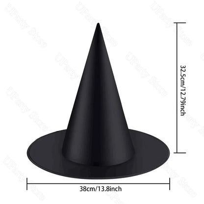 Halloween Black Witches Hats with Rope Hanging Wizard
