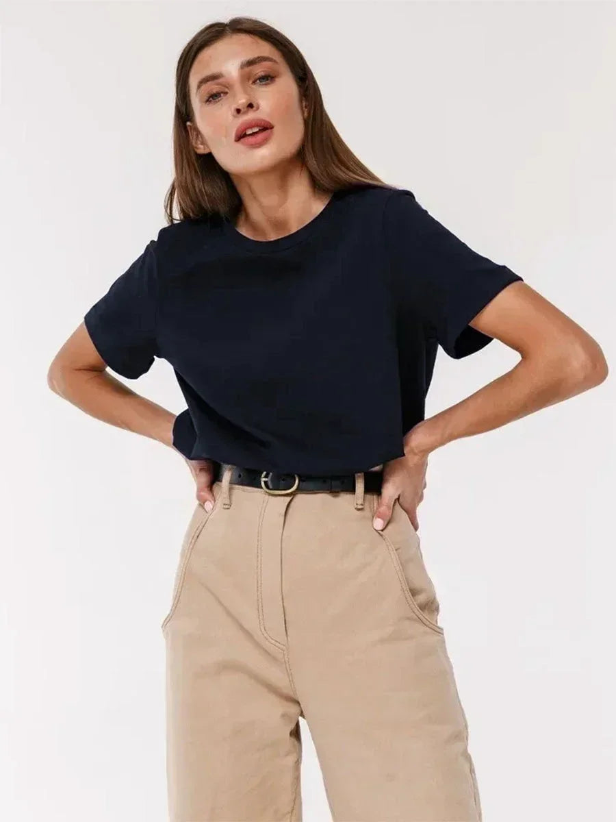 Bornladies Summer 100% Cotton Women's T-shirt Bottoming Tops