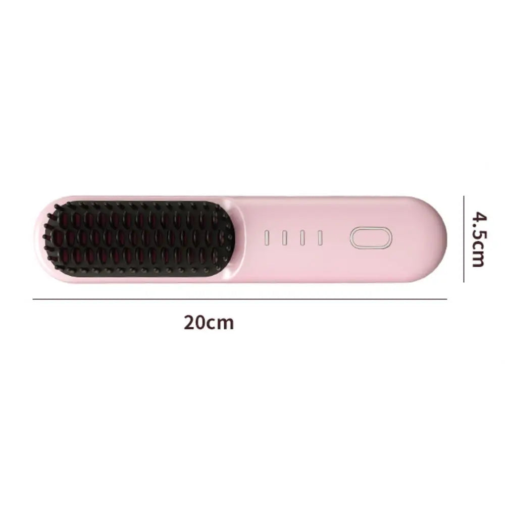 Cordless Hair Straightener Brush 4 Temp Settings Ceramic