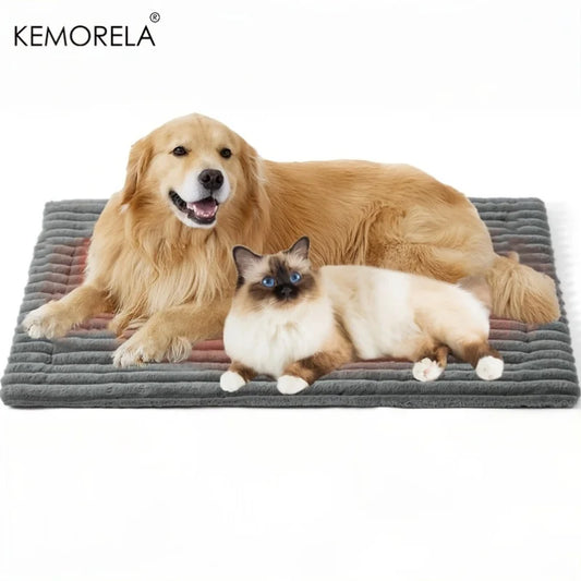 Extra Large Dog Bed Mat Soft Non-Slip Striped Plush