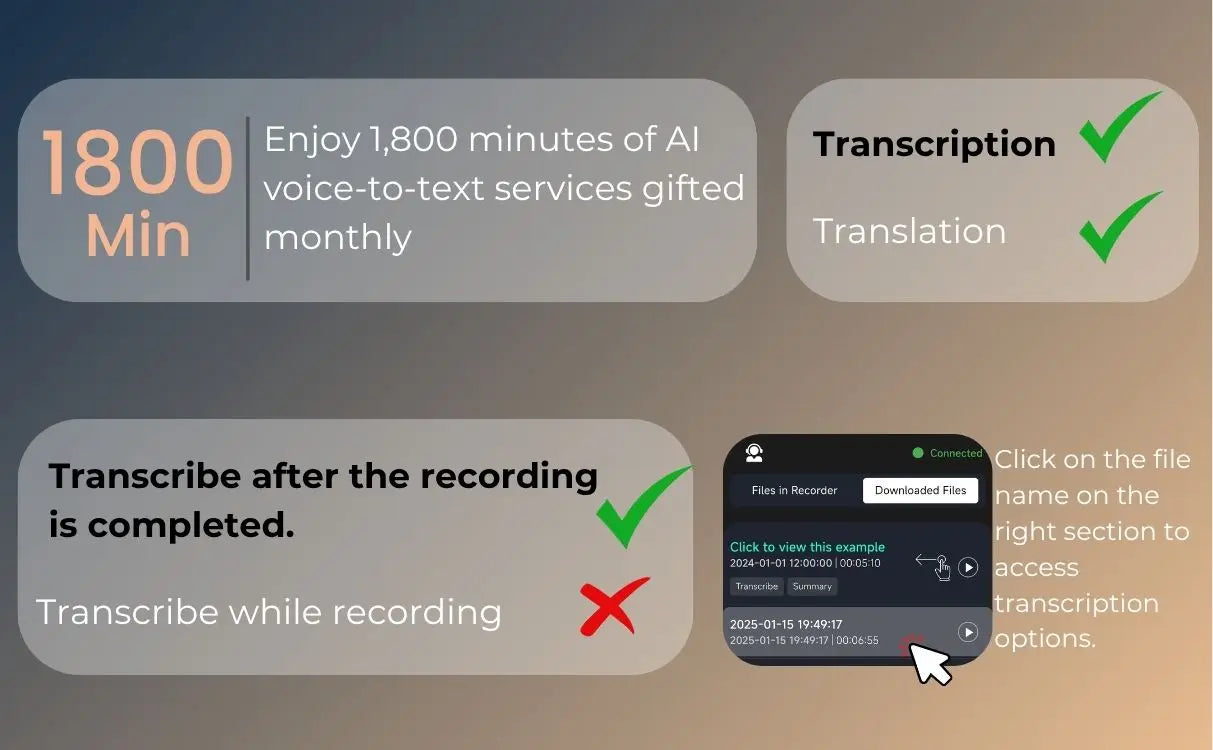 AI Voice Recorder transcription, Translation, Summary
