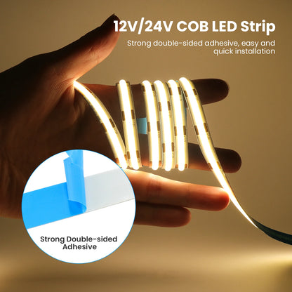 DC12V 24V COB LED Strip Light 480 528LEDs/m High Density