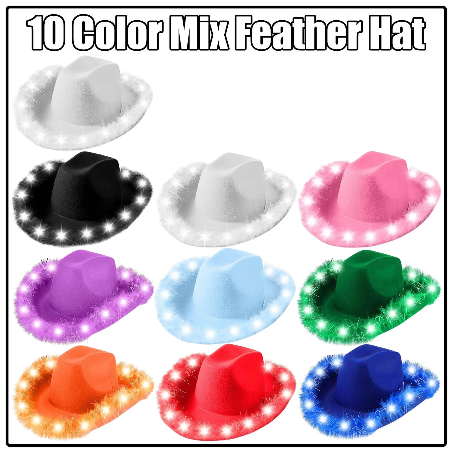 LED Cowboy Hats Wedding Hats Bulk Light up Cowboy Hats