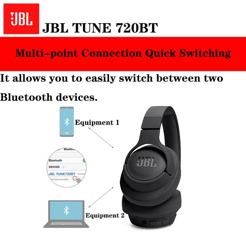 JBL TUNE 720BT Original Authentic Wireless Bluetooth Over-ear Style