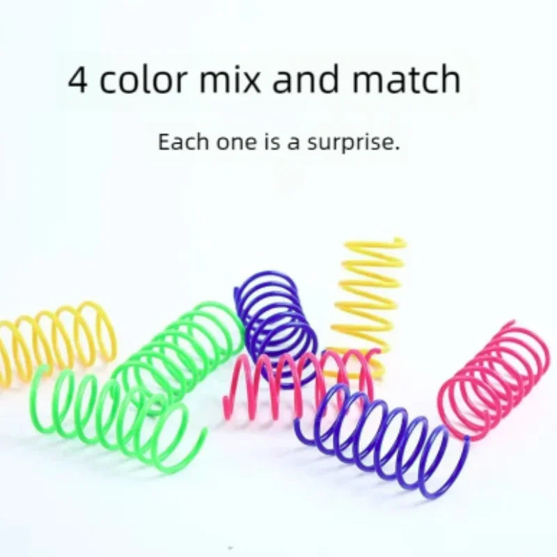 4/200Pcs Interactive Cat Spring Toy Spiral Colors