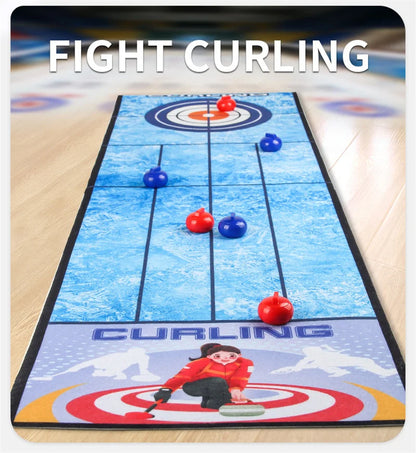 Interactive Bowling and Curling Mat Game Fun Football-Inspired