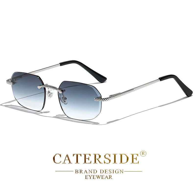 New Retro Rimless Sunglasses Men's Polygon Brand Designer
