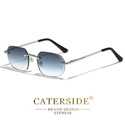 New Retro Rimless Sunglasses Men's Polygon Brand Designer