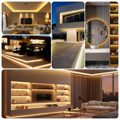 220V COB LED Strip Light 296 LEDs/m High Brightness
