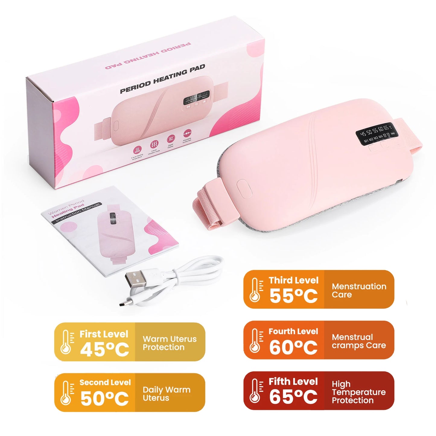Electric Heating Pad Menstrual Cramp Massager Belt Women