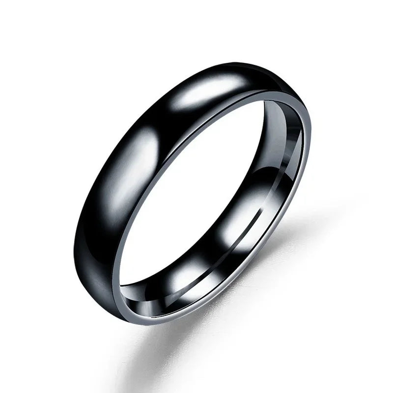 Simple 4mm 6mm Titanium Ring Women Men Prevent Allergy