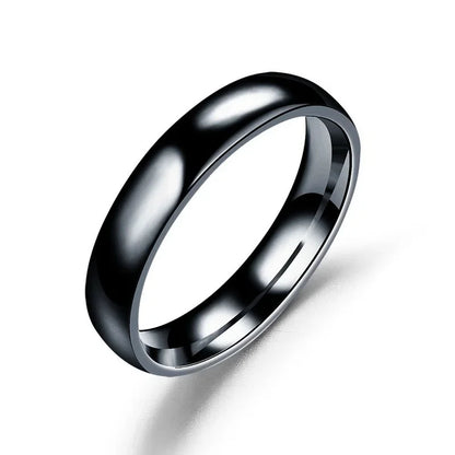 Simple 4mm 6mm Titanium Ring Women Men Prevent Allergy