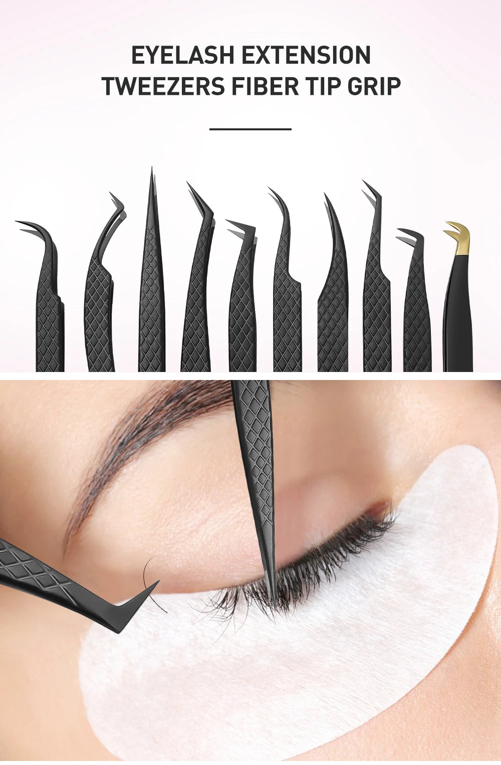 SAKURAHANA High-end Eyelash Tweezers Black Fiber Tip