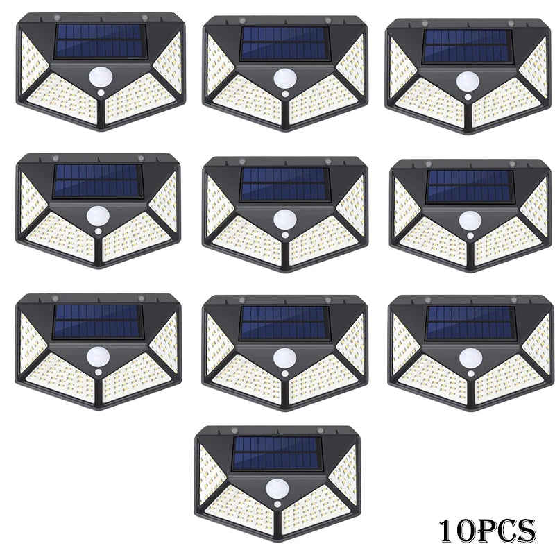 Solar Lights Outdoor 100 LED Wall Lamp Motion Sensor Lights