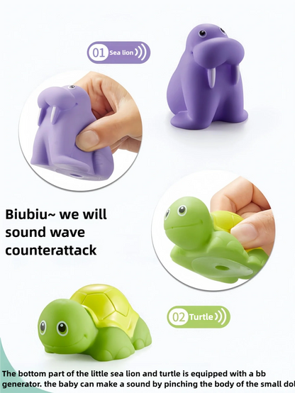 Baby Bath Toys Turtle Squirt Water Net Fishing Shark