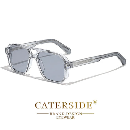 CATERSIDE Vintage Punk Sunglasses Men Flat Top