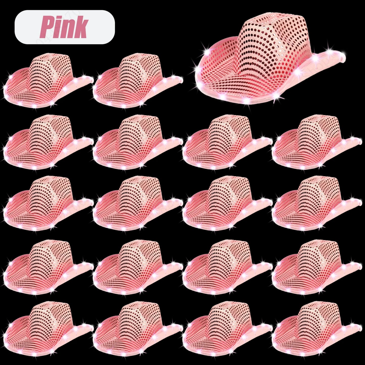 LED Cowboy Hats Bulk for Wedding Lighting up Party Hats