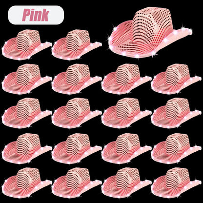 LED Cowboy Hats Bulk for Wedding Lighting up Party Hats