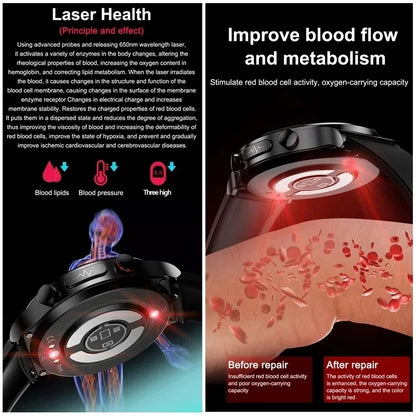 2025New Laser Therapy ECG+PPG Smartwatch For Men Women