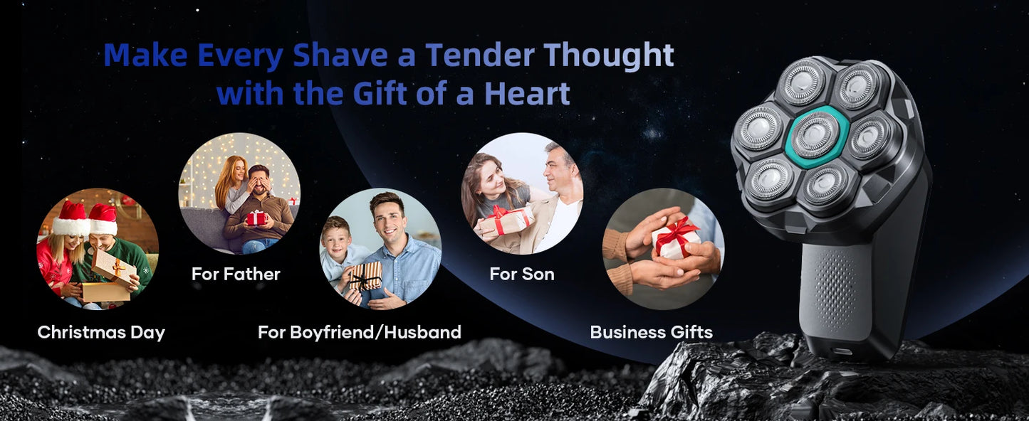 S32 Electric Head Shaver for Men 7D Floating Cutter USB-C Rechargeable