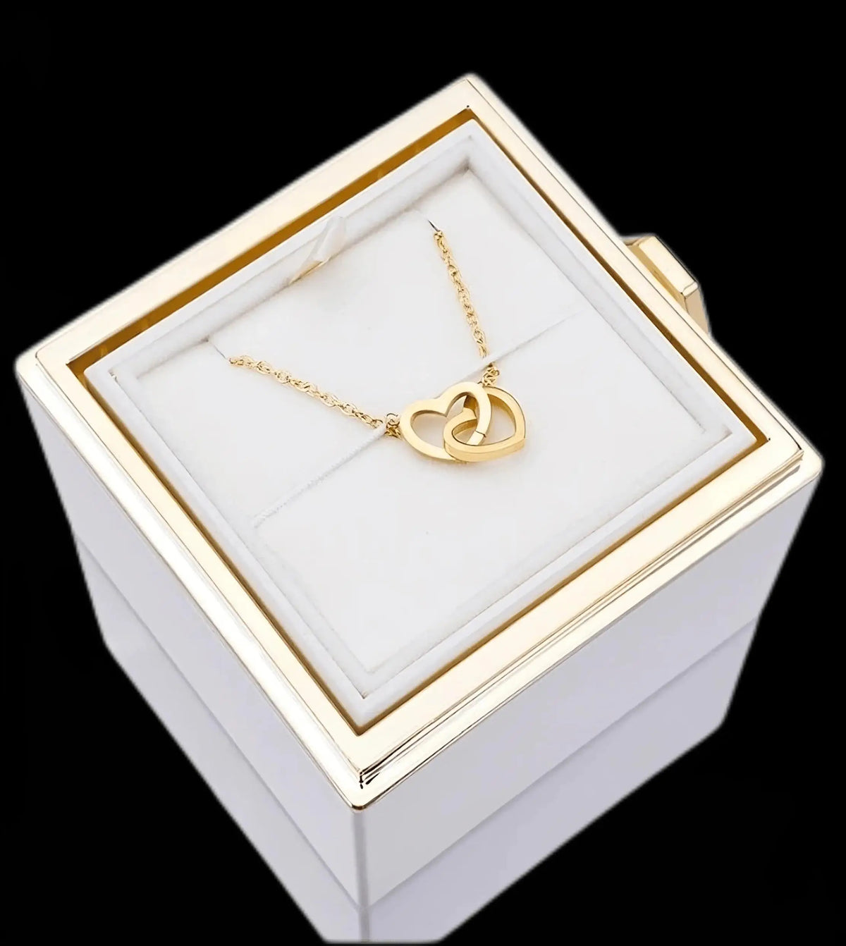 New Eternal Real Rose Rotating box Double Heart Custom
