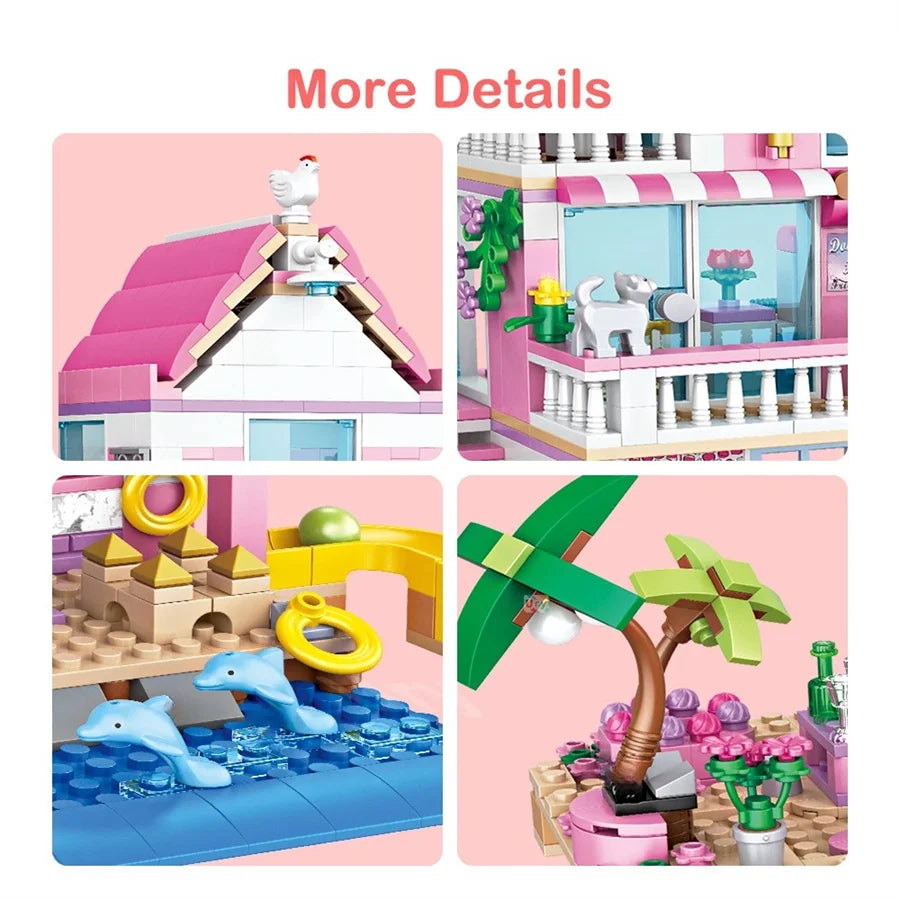 Summer Holiday City House Seaside Villa Building Blocks