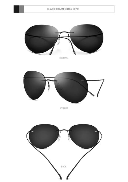 Titanium Rimless Sunglasses Men Ultralight Frameless