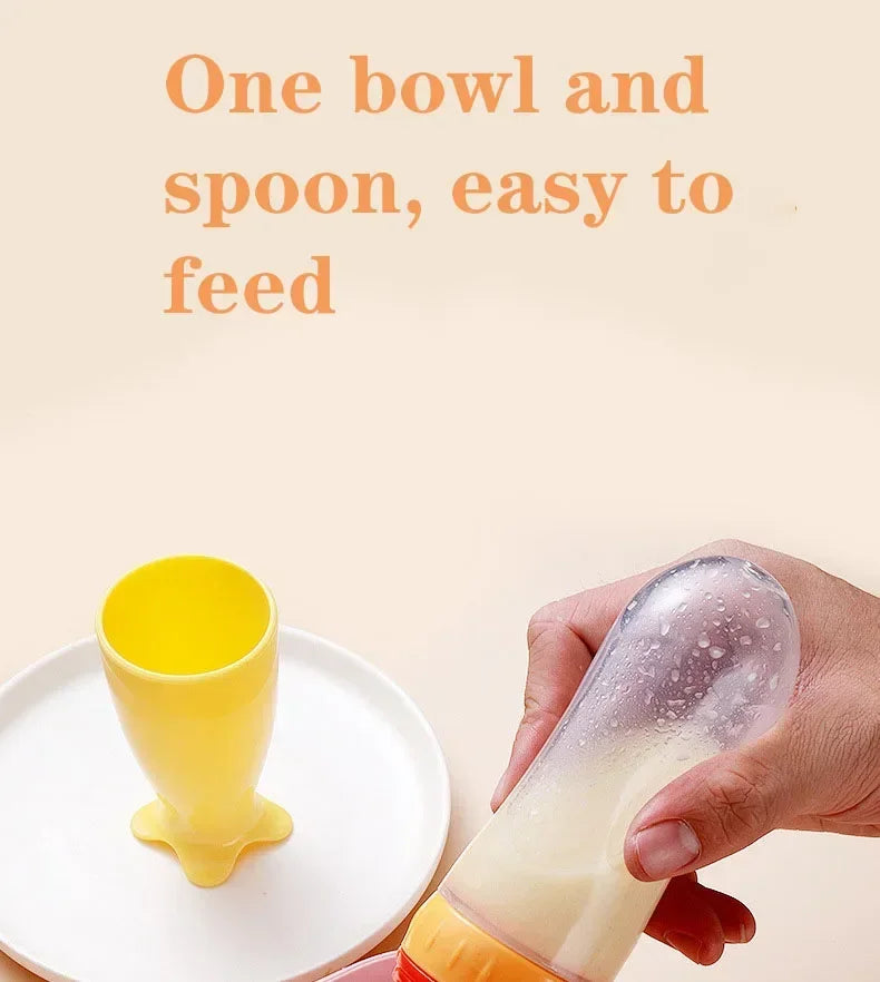 Safe Useful Silicone Baby Bottle with Spoon Food Supplement