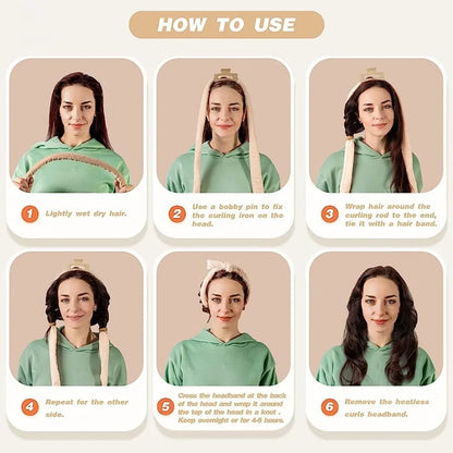 Woman Heatless Curling Rod Headband Lazy Hair Curler